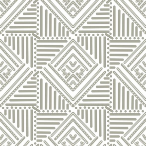 frosted fern green  geometric pattern on white -  small scale