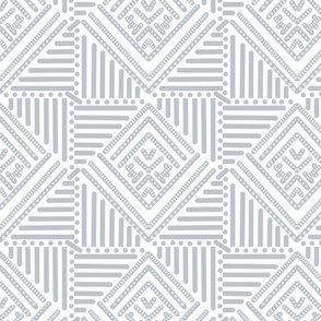 silver grey geometric pattern on white -  small scale