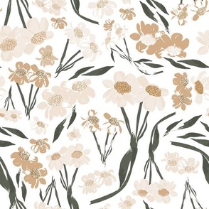 Boho wildflower floral (White and Beige)