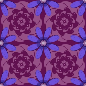 (Large) Geometric Spiral with Blue | Blue, purple, plum, burgundy | SKU-GSWB-2307-100L