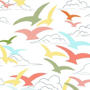 Sky full of colorful birds