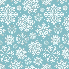 Winter Wonderland: Blue and White Snowflake Pattern Large