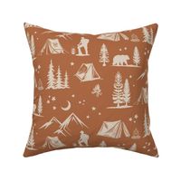 Camping Under the Stars Medium - Terracotta, Browns , Neutrals, Earth Tones, Cottage-core, Cabin Decor, Lake Decor, Nature, Hiking, Forest, Night, Boho, Kids, Bedding, Clothes, Wallpaper