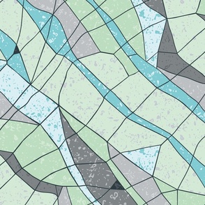 Midi - Granite Grids - A Natural Textured Geometric Pattern for Pantone - Grey, Turquoise & Greens
