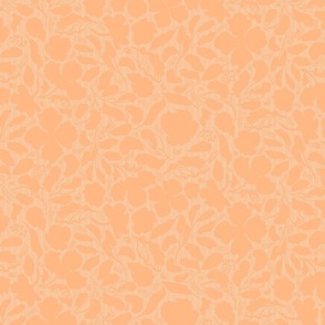 medium-Monochrome peach yellow loose florals embossed on tiny chevron textured background