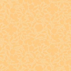 medium-Monochrome retro yellow loose florals embossed on tiny chevron textured backround