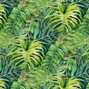monstera tropical leaves - small print 