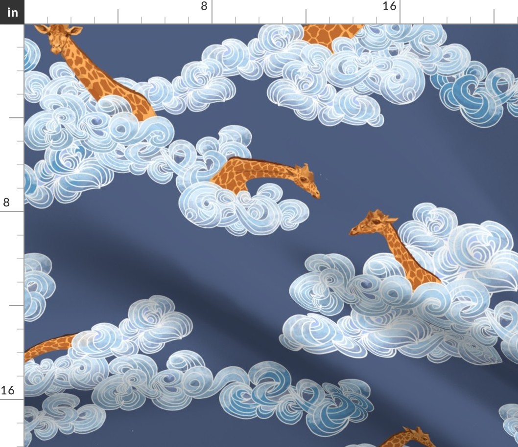 Jumbo Playful Giraffes with Heads and Necks  in the  Clouds  