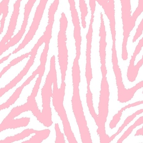 Fun Playful Zebra Stripes Print in Baby Pink and White (Large Scale)