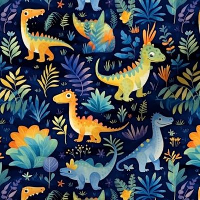 dinosaurs in a tropical landscape
