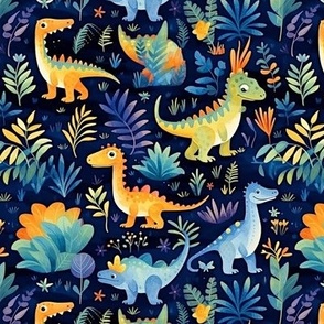 dinosaurs in a tropical landscape