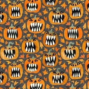 Pumpkin Monsters - Ditsy Scale - Halloween Spooky Cute Jackolanterns