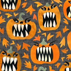 Pumpkin Monsters - Large Scale - Halloween Spooky Cute Jackolanterns
