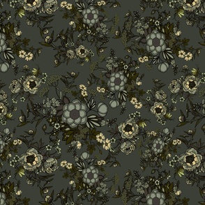 Peony Print Green green grey