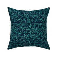 Rococo Floral Teal Blue