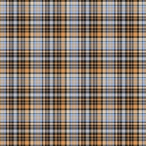 $ Small scale classic twill weave plaid design in burnt mustard, pale blue and dark grey neutral tones for masculine wallpaper, country interiors, table cloths, duvet covers and kids apparel