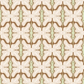 Butterfly Trellis TextureTerry - eggshell white, kraft, mint