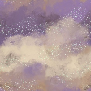 Pale Yellow and Purple Cloudy Night Sky with Stars