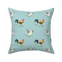 Country Chickens - Turquoise Blue