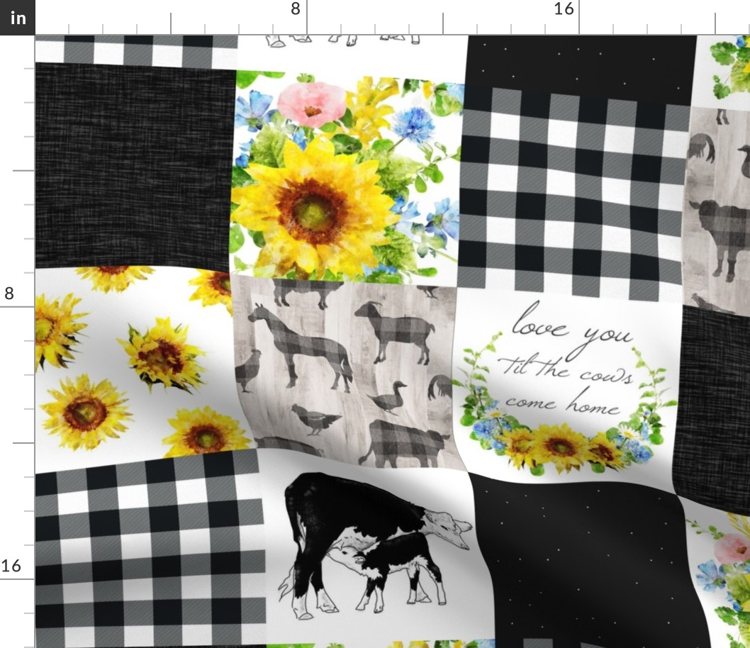 3” love you til the cows come home quilt - sunflowers