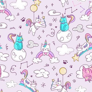 Unicats in Pink Sky