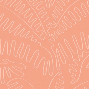 Line Art Palm Leaves in Peach Shades - No.001 / Large