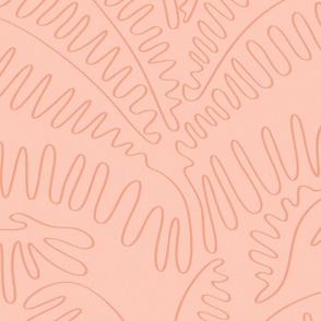 Line Art Palm Leaves in Peach Shades - No.002 / Large
