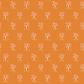 Simple Little Palm Trees - white and muted orange over terracotta brown.  //Medium Scale