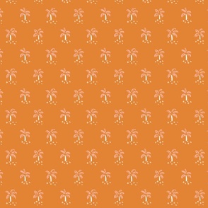 Simple Little Palm Trees - white and muted orange over terracotta brown.  // Small Scale