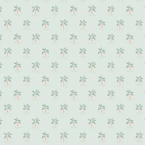 Simple Little Palm Trees -  green and muted orange over teal green.  // Small Scale