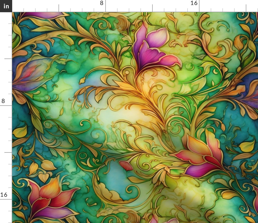 Rainbow Abstract Pattern / White / Colorful Bright Bold Floral Flower Swirls