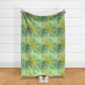Rainbow Abstract Pattern / Green / Colorful Pastel Floral Flower Swirls