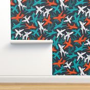 Airplane Camo - red and blue, small scale  