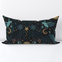 folksy magical night sky with bats and moons - mysiand celestial 