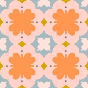Abstract floral tile in pastel colours