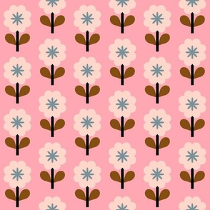 Cute flowers pattern in pink, beige and brown colours