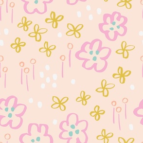 Summer floral field pattern in pastel colours