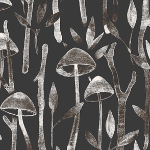 Moody Mushroom Woods - dark brown taupe - jumbo scale 