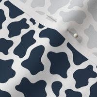 Small Scale Cow Print Navy on White