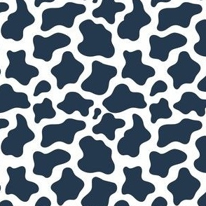 Small Scale Cow Print Navy on White