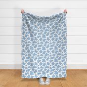 Large Scale Cow Print Sky Blue on White