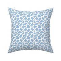 Small Scale Cow Print Sky Blue on White