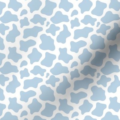 Small Scale Cow Print Fog Blue on White