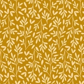 Small Scale // Vintage Leaves on Golden Mustard Yellow