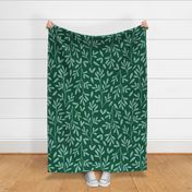 Small Scale // Vintage Leaves on Emerald Green