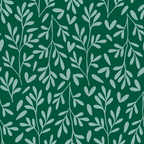 Small Scale // Vintage Leaves on Emerald Green