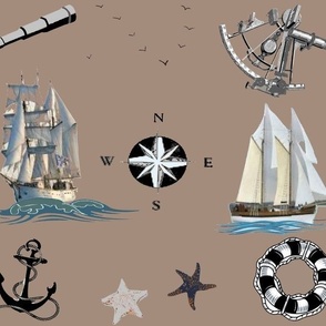 symboles nautiques sur fond taupe
