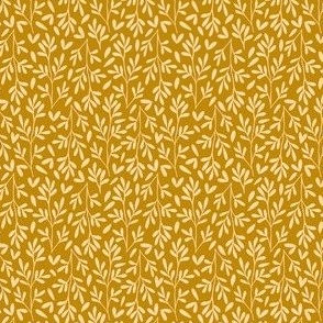 Micro Mini Scale // Vintage Leaves on Golden Mustard Yellow