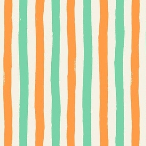 Painterly Stripes Green and Orange