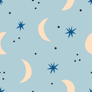 Cute pattern with hand drawn Moon and Stars